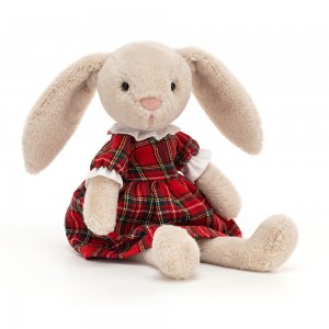 Beige / Red Jellycat Lottie Bunny Tartan | US-CAFJ45981