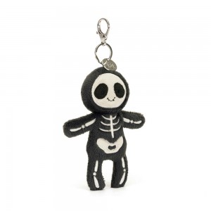 Black / White Jellycat Skeleton Bob Bag Charm | US-ATJE37241