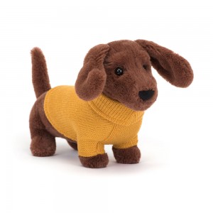 Brown Jellycat Sweater Sausage Dog | US-UQTN41370