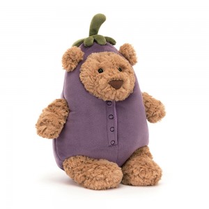 Brown / Purple Jellycat Bartholomew Bear Aubergine | US-VGCH85302