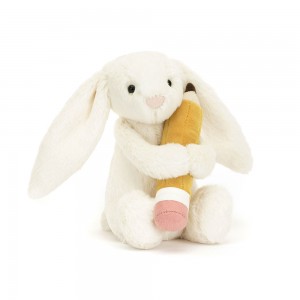 Cream Jellycat Bashful Bunny With Pencil | US-JFQG25780