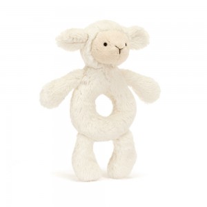 Cream Jellycat Bashful Lamb Ring Rattle | US-SPUN20789