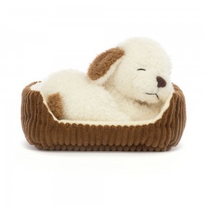 Cream / Dark Brown Jellycat Napping Nipper Dog | US-OFZT48601