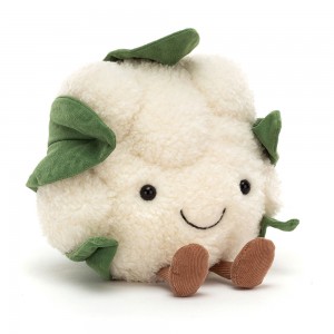 Cream / Green Jellycat Amuseables Cauliflower | US-OXRN06395