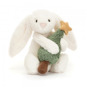 Cream / Green Jellycat Bashful Bunny with Christmas Tree | US-IHRZ76409