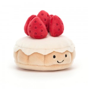 Cream / Red Jellycat Pretty Patisserie Tarte Aux Fraises | US-PZEG54198