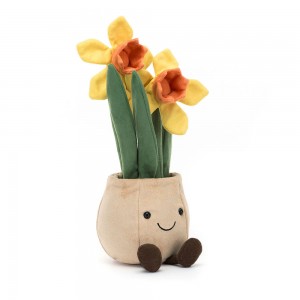 Green / Yellow / Beige Jellycat Amuseables Daffodil Pot | US-ZIRT67259