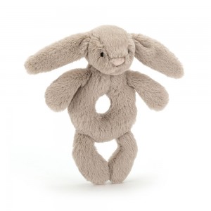 Grey Jellycat Bashful Bunny Ring Rattle | US-CLZJ74582