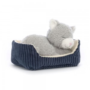 Grey / Navy Jellycat Napping Nipper Cat | US-XEQS78941