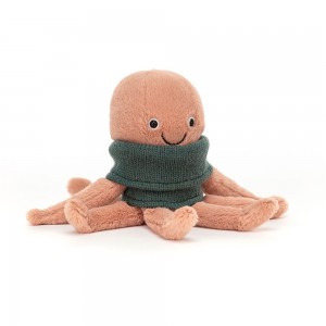 Light Orange / Green Jellycat Cozy Crew Octopus | US-GDNQ16390