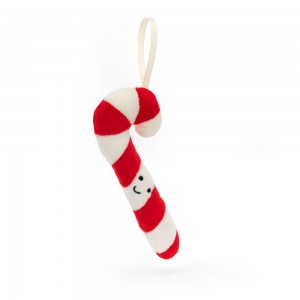 Red / White Jellycat Festive Folly Candy Cane | US-PKEW38409