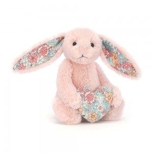 Rose / Light Blue Jellycat Blossom Heart Bunny | US-EHIX56073