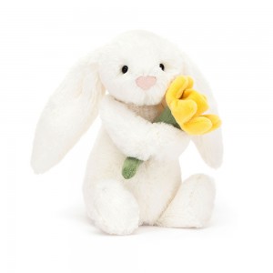 White / Yellow Jellycat Bashful Daffodil Bunny | US-HIVZ62850