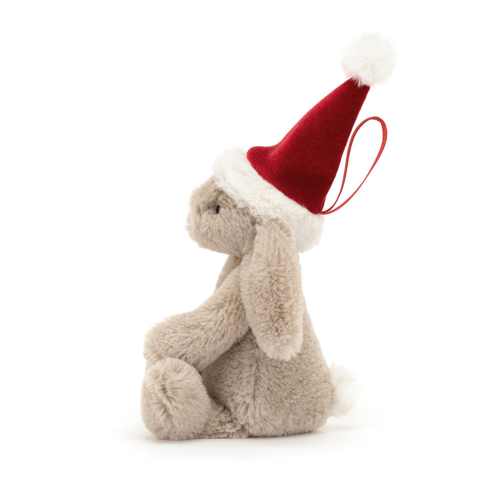 Beige / Red Jellycat Bashful Christmas Bunny Decoration | US-FEUN58697