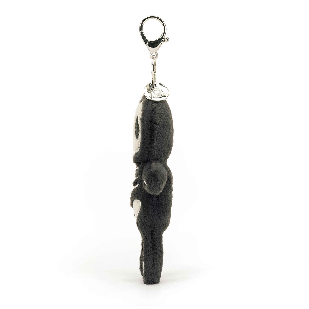 Black / White Jellycat Skeleton Bob Bag Charm | US-ATJE37241