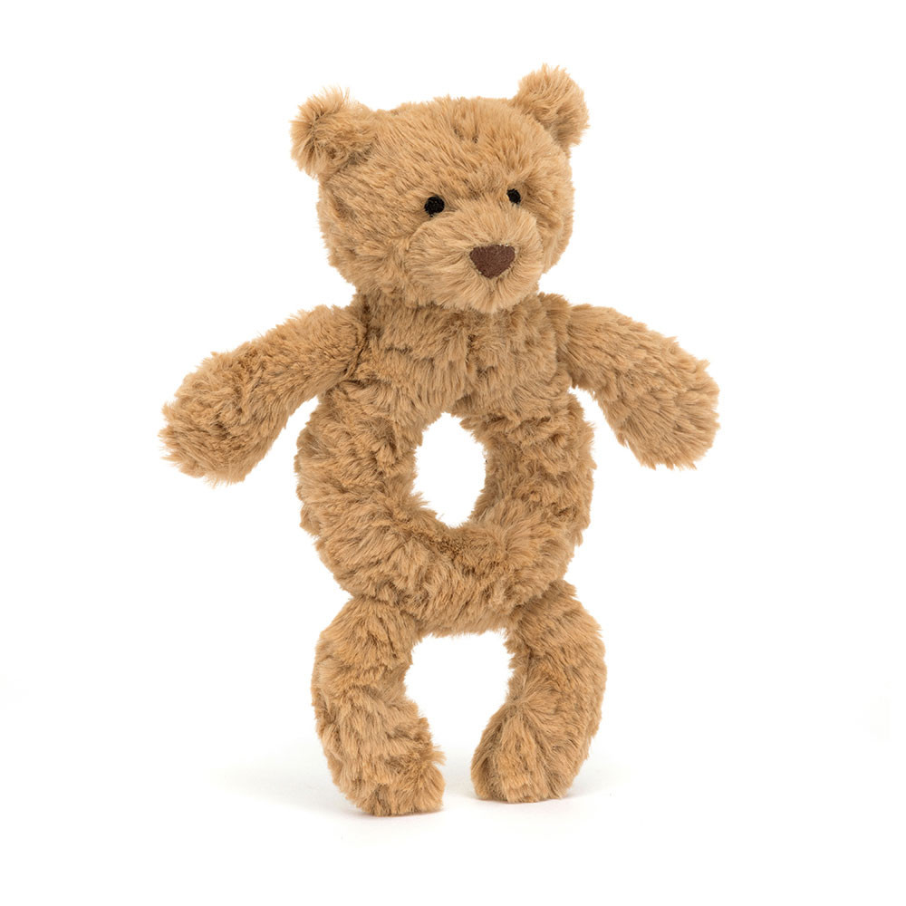 Brown Jellycat Bartholomew Bear Ring Rattle | US-TPRV23748