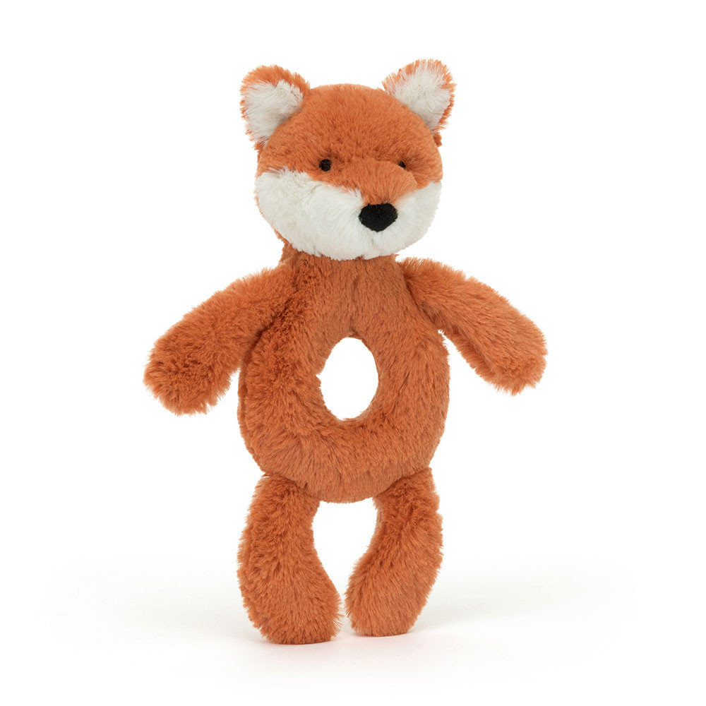 Brown Jellycat Bashful Fox Cub Ring Rattle | US-GPLA56804