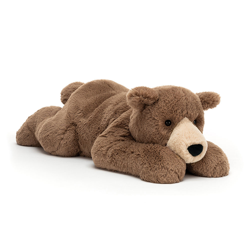 Brown Jellycat Woody Bear Lying | US-GIKS18749