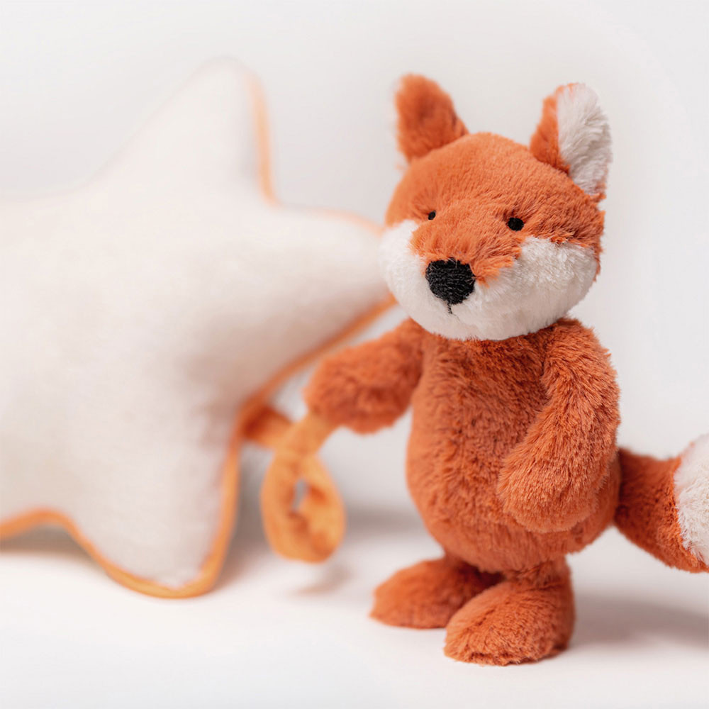 Brown / White Jellycat Bashful Fox Cub Musical Pull | US-ZKBW43692