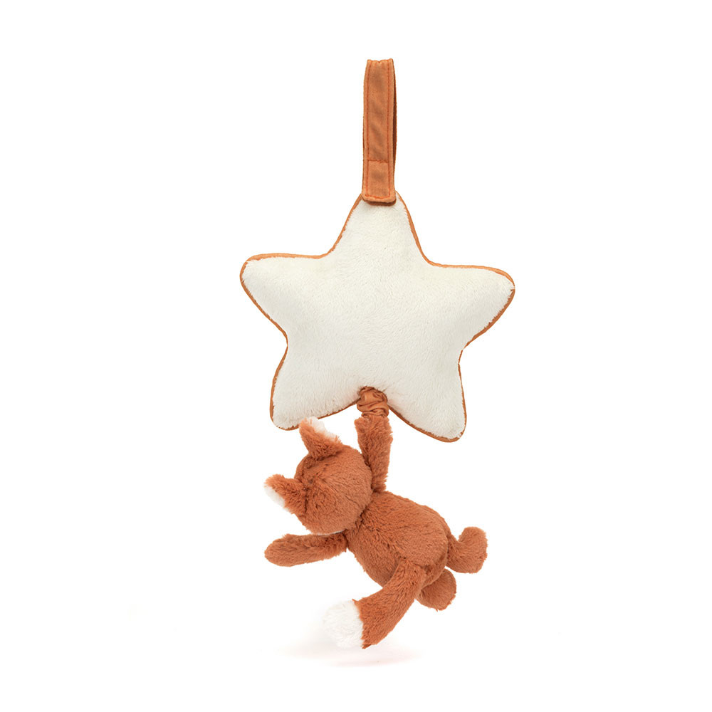 Brown / White Jellycat Bashful Fox Cub Musical Pull | US-ZKBW43692