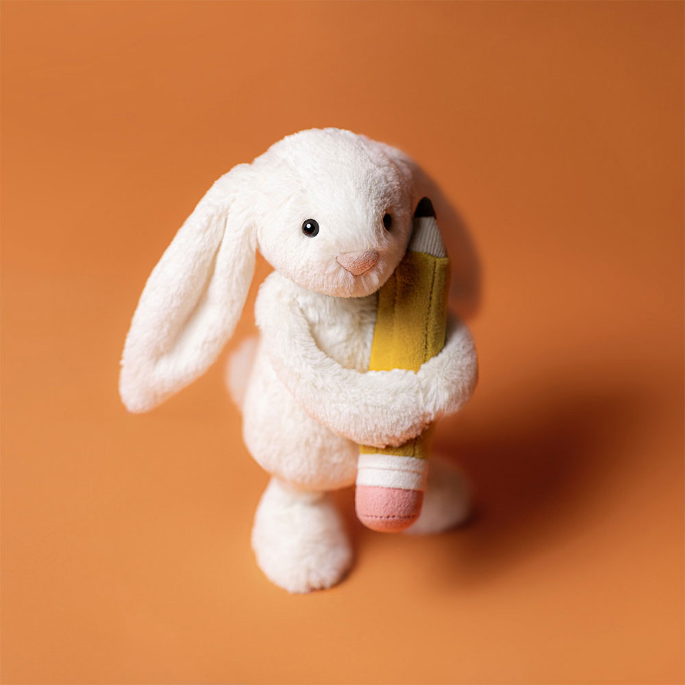 Cream Jellycat Bashful Bunny With Pencil | US-JFQG25780