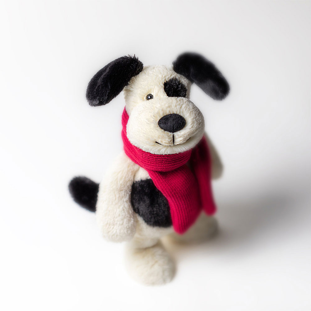 Cream / Black / Red Jellycat Bashful Winter Puppy | US-ORYM04315