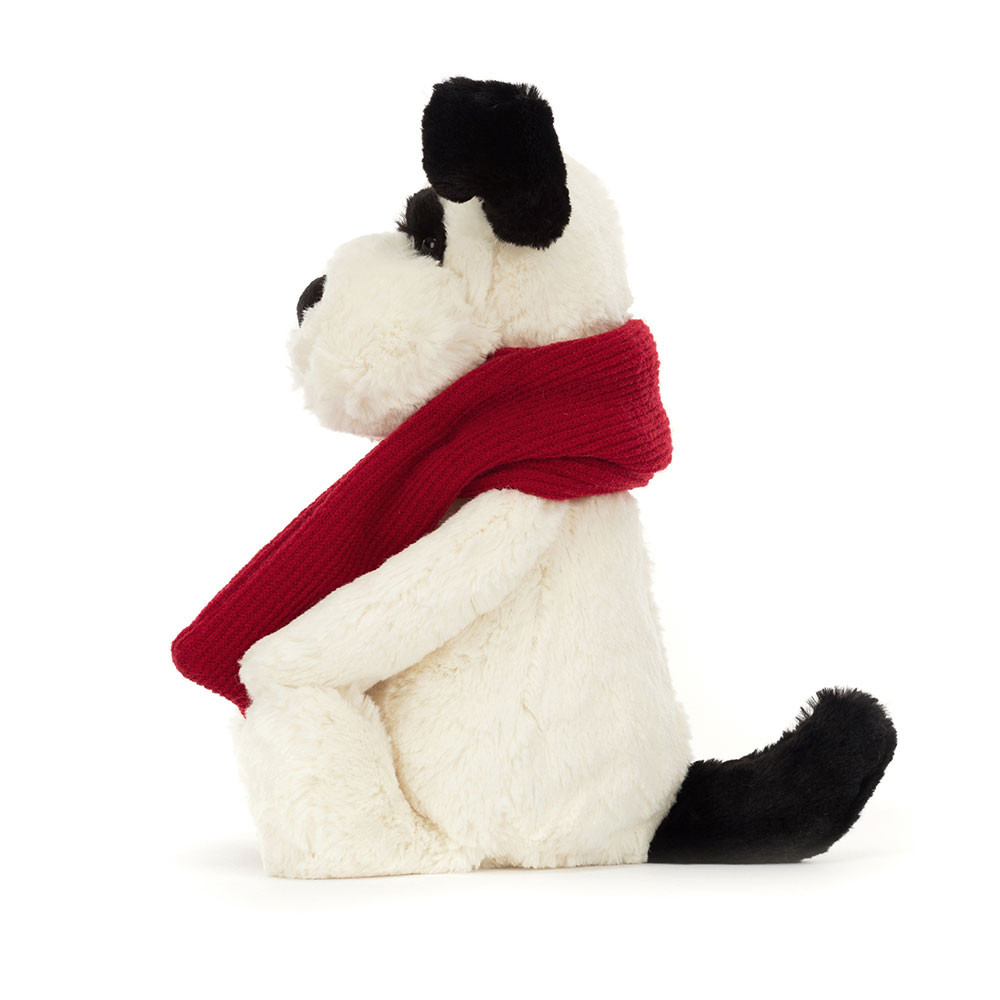 Cream / Black / Red Jellycat Bashful Winter Puppy | US-ORYM04315