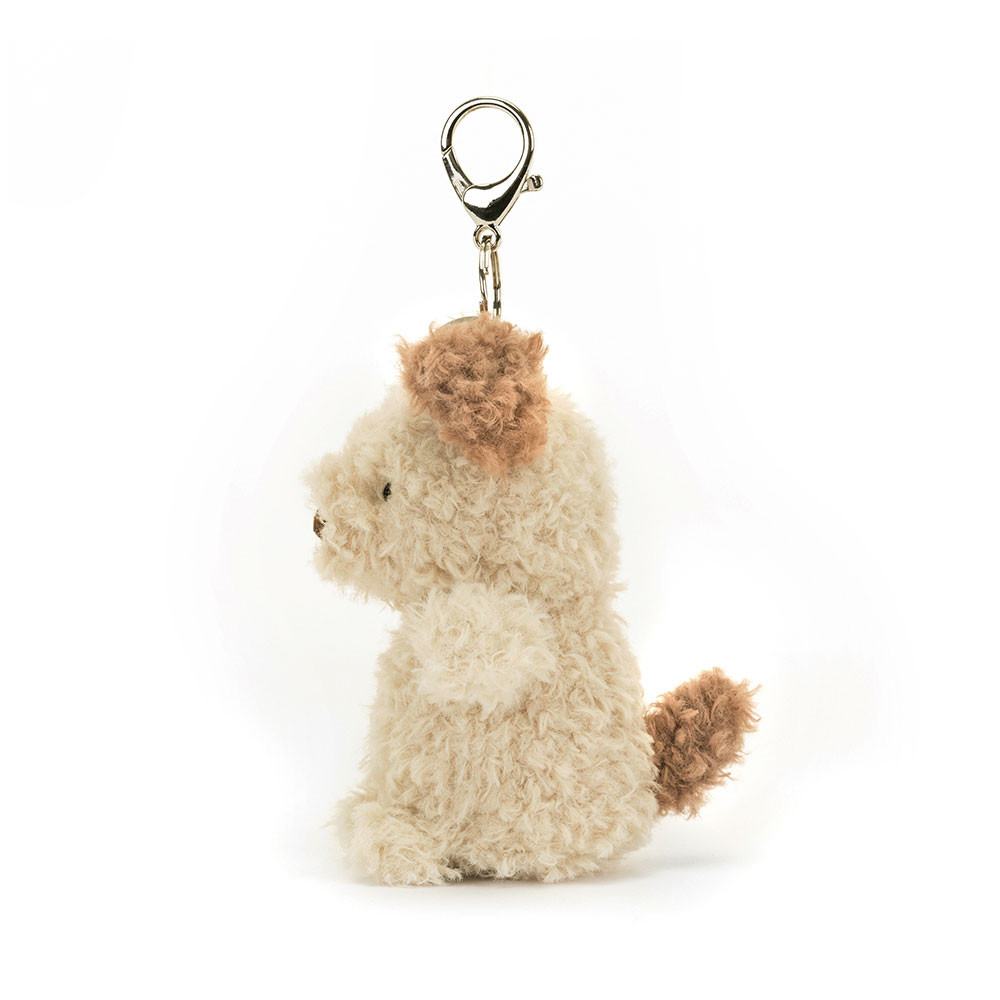 Cream / Brown Jellycat Little Pup Bag Charm | US-KXGL05136