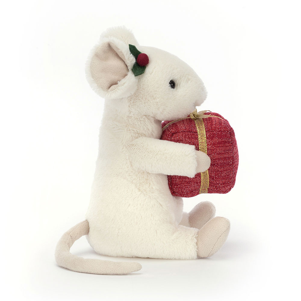 Cream / Red Jellycat Merry Mouse Present | US-XMPY21394