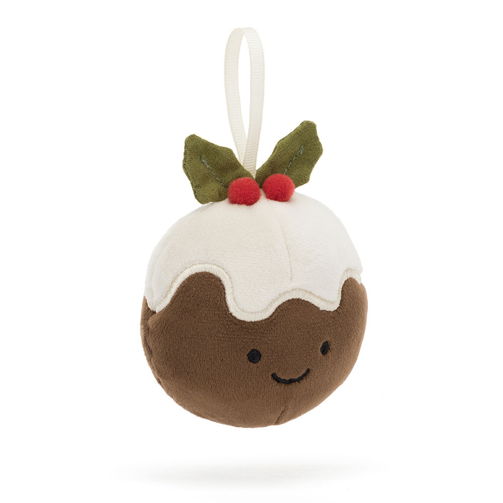 Dark Brown / White Jellycat Festive Folly Christmas Pudding | US-UWMJ97840