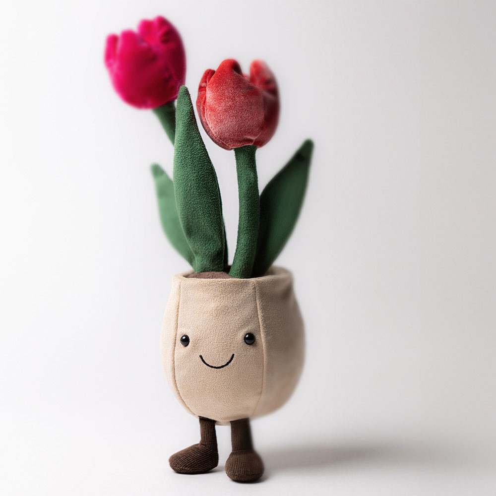 Green / Beige / Red Jellycat Amuseables Tulip Pot | US-OYNG48073