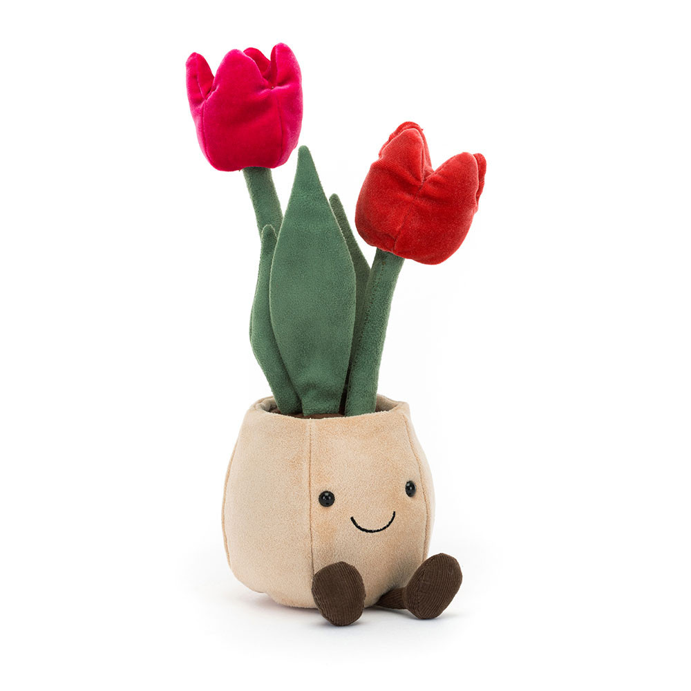 Green / Beige / Red Jellycat Amuseables Tulip Pot | US-OYNG48073