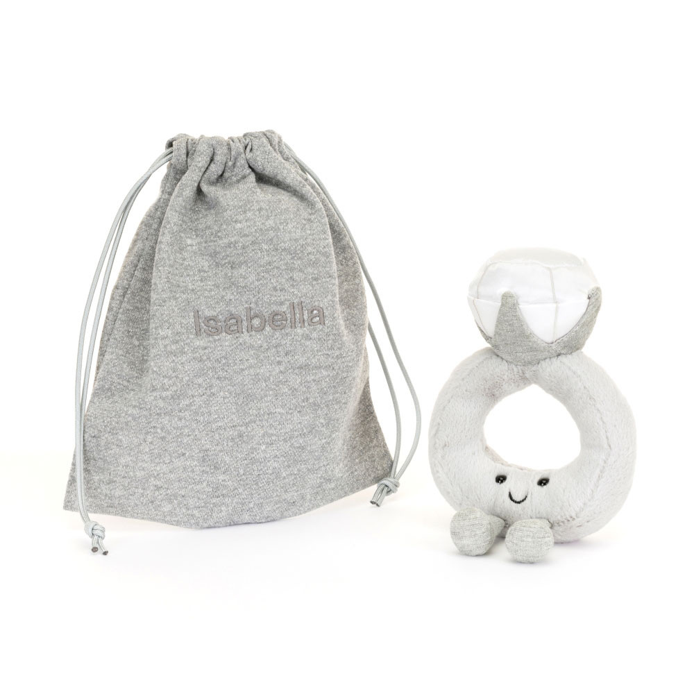 Grey Jellycat Amuseables Diamond Ring with Personalised Bag | US-PXBK93061