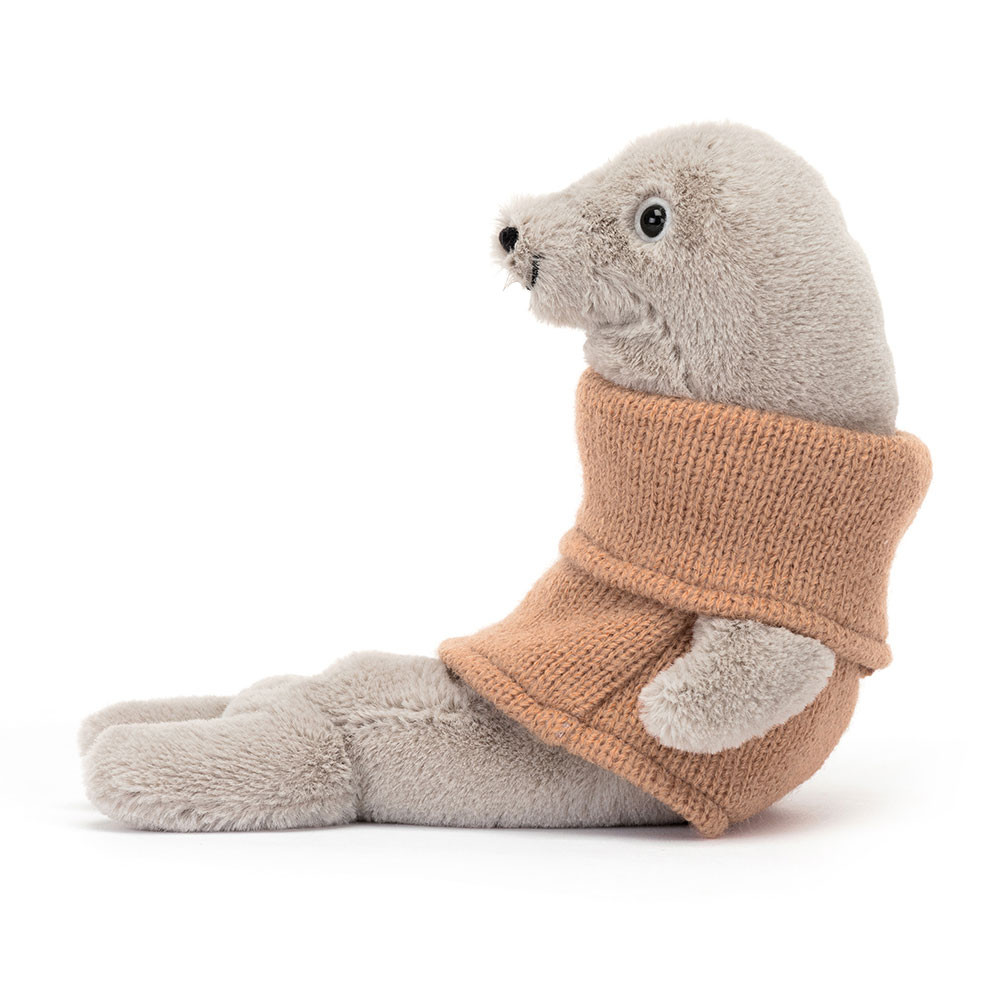 Grey / Brown Jellycat Cozy Crew Seal | US-CLFS70684