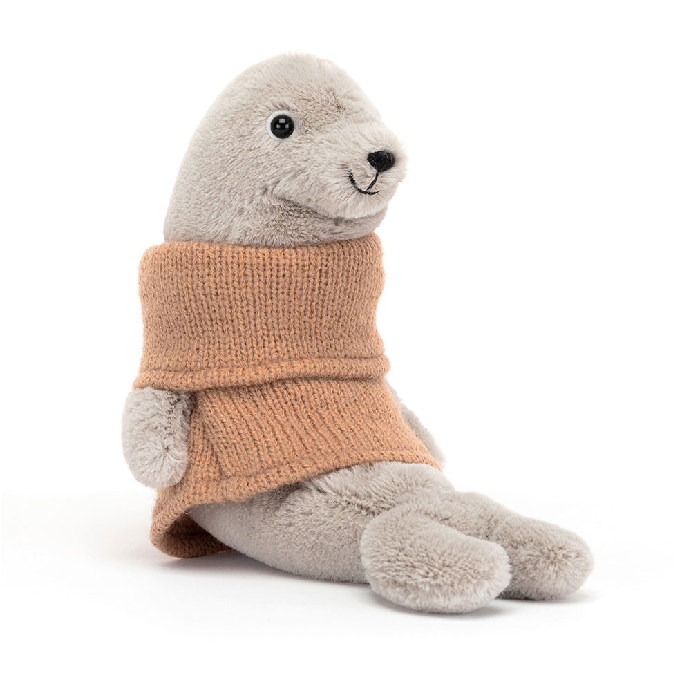 Grey / Brown Jellycat Cozy Crew Seal | US-CLFS70684