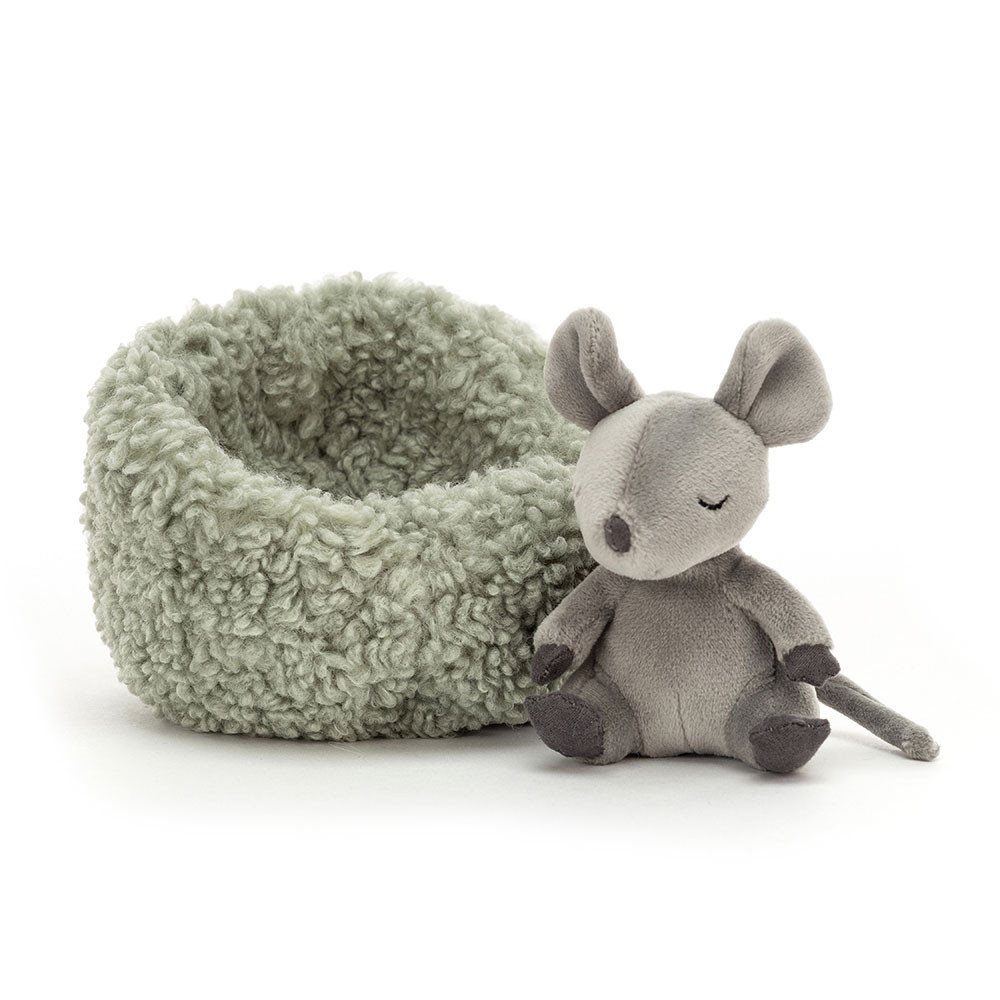 Grey / Green Jellycat Hibernating Mouse | US-MDRK83746