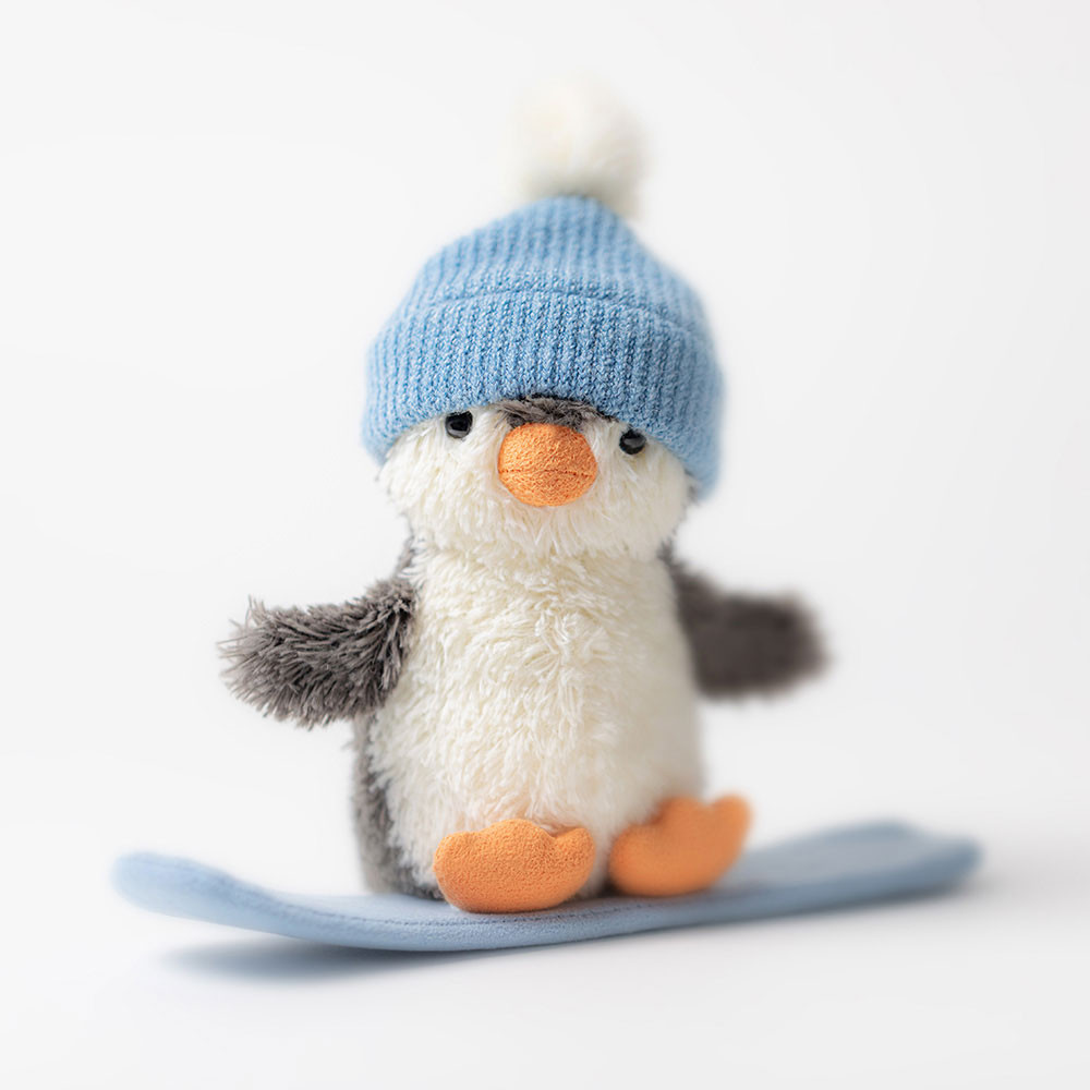 Grey / White Jellycat Peanut Penguin Snowboarding | US-YTME26547