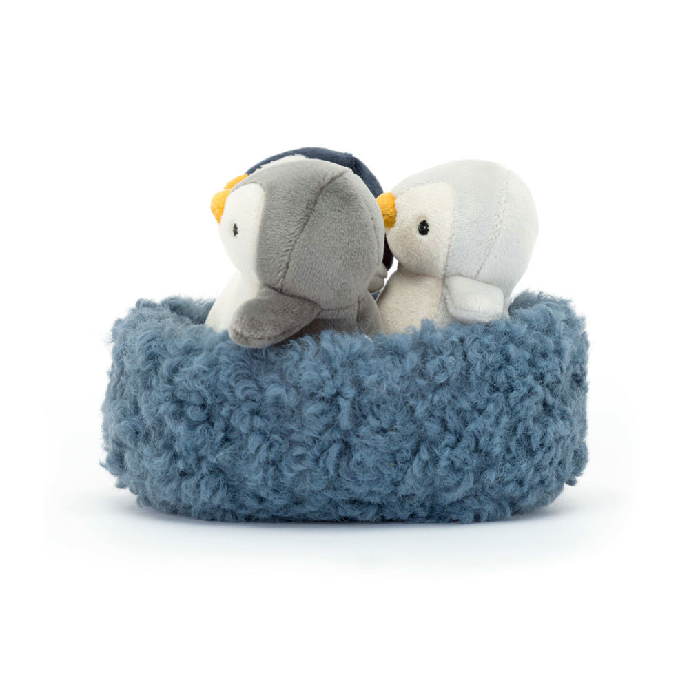 Grey / White / Blue Jellycat Nesting Penguins | US-EFOG96735