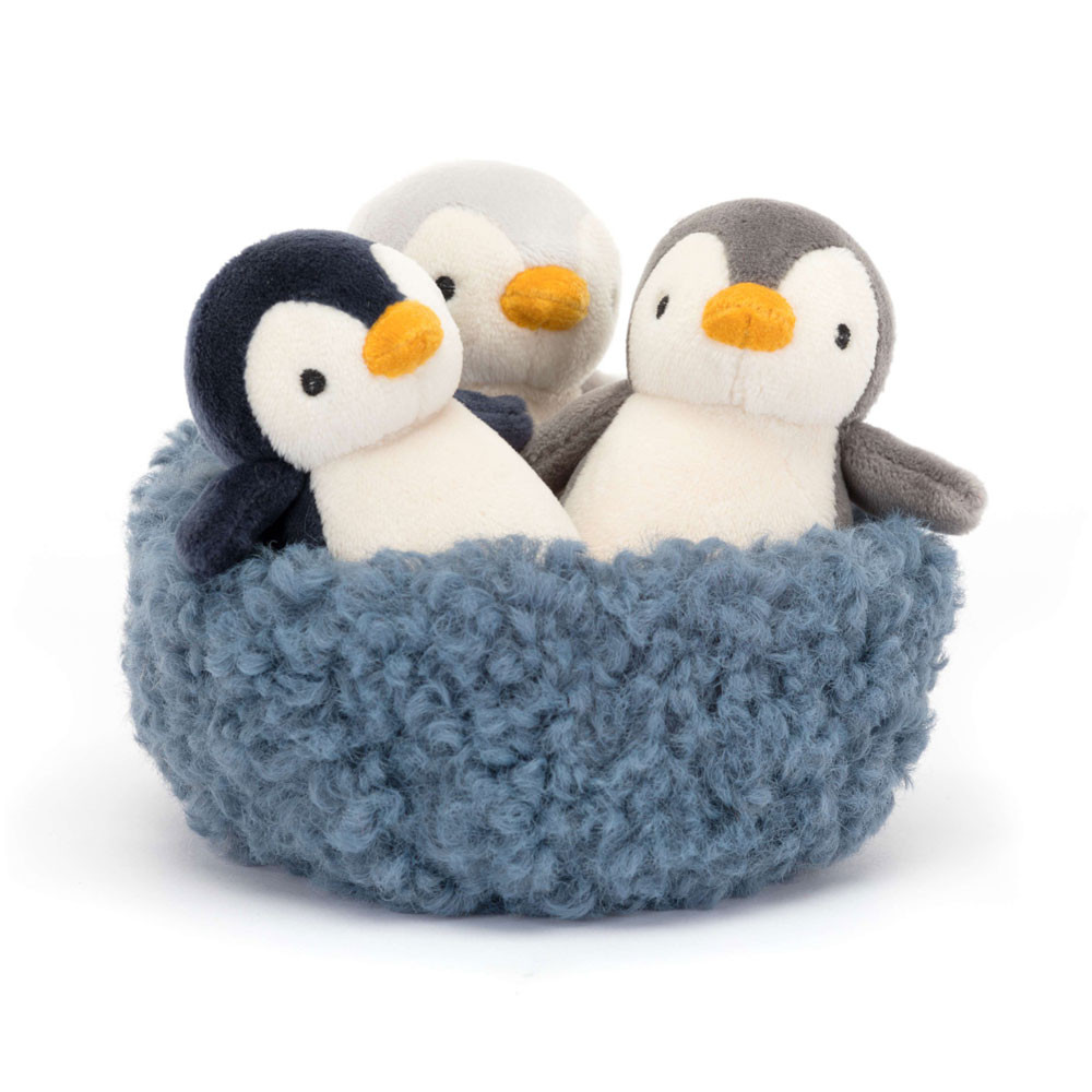 Grey / White / Blue Jellycat Nesting Penguins | US-EFOG96735