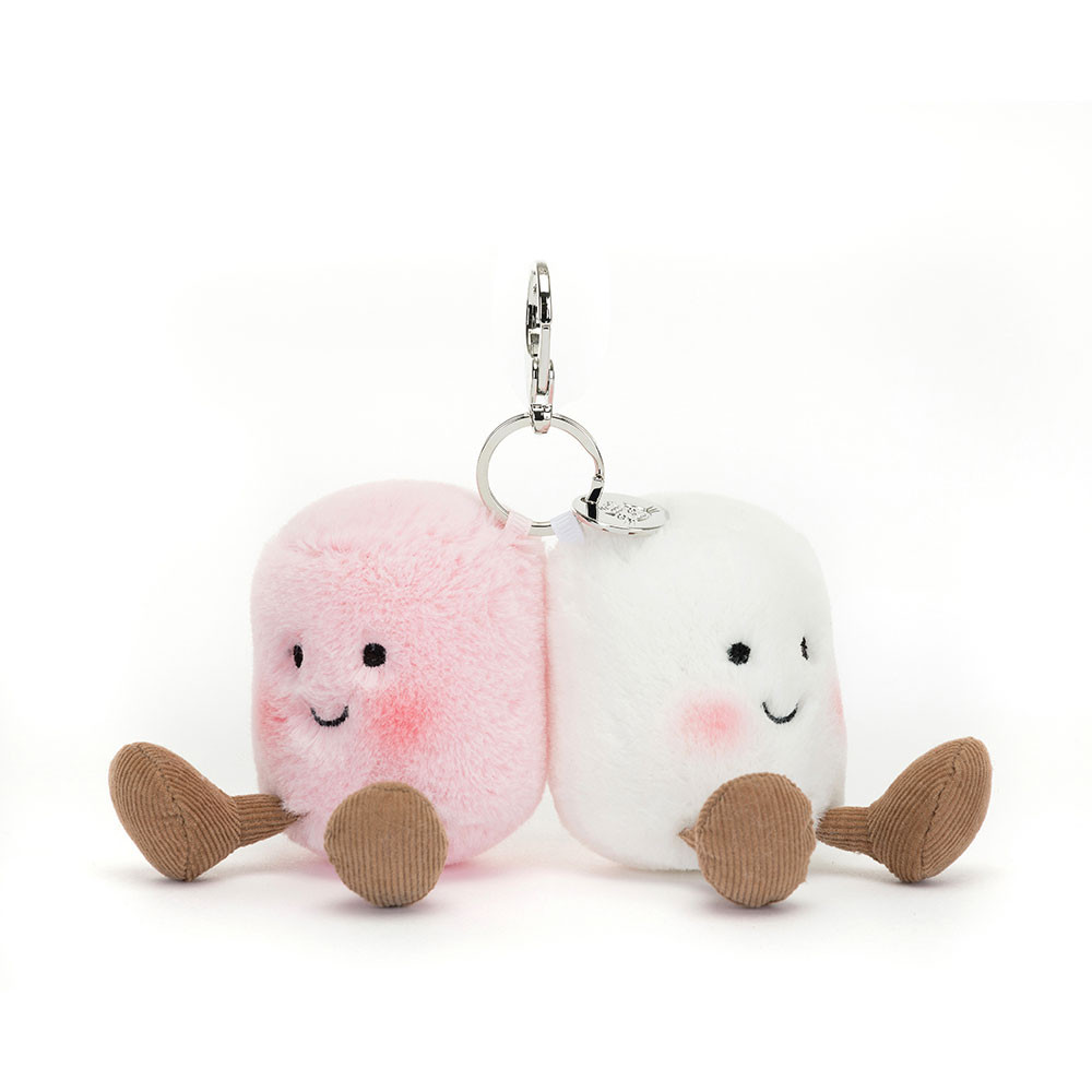 Pink / White Jellycat Amuseables Pair of Marshmallows Bag Charm | US-GABQ34650