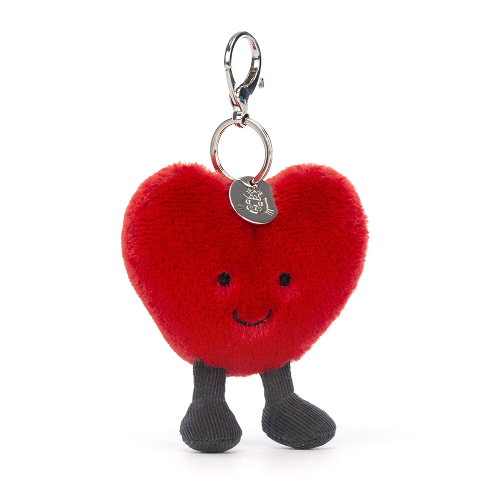 Red Jellycat Amuseables Heart Bag Charm | US-BPUG16034