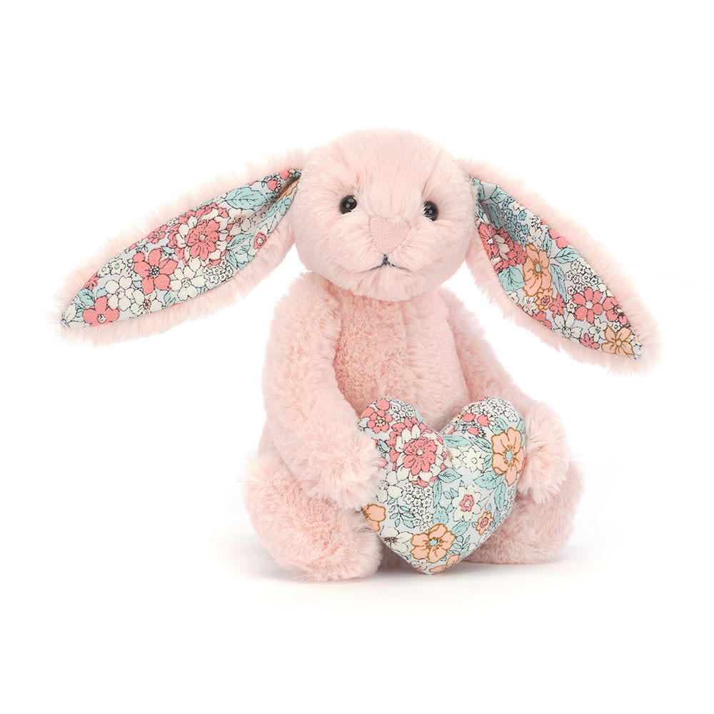 Rose / Light Blue Jellycat Blossom Heart Bunny | US-EHIX56073