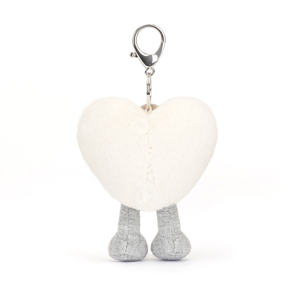 White Jellycat Amuseables Heart Bag Charm | US-ACYK09325