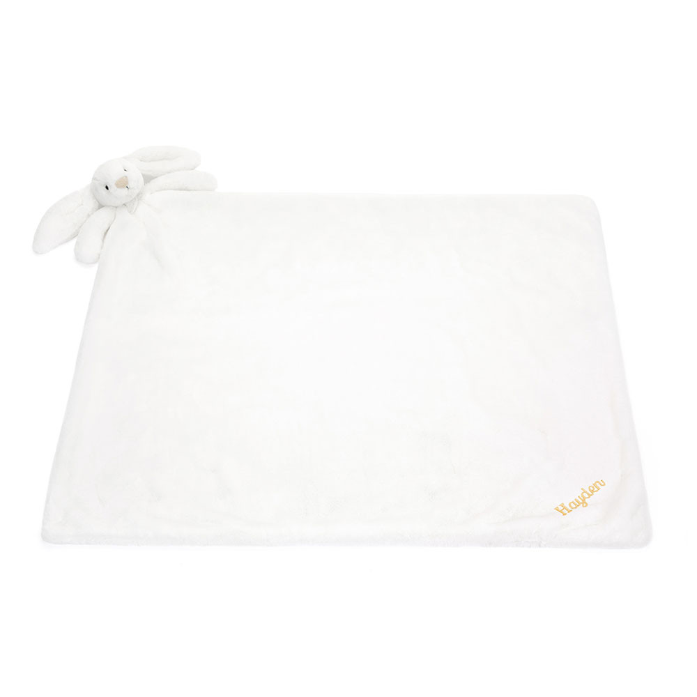 White Jellycat Personalised Bashful Luxe Bunny Blankie | US-VSAM29576