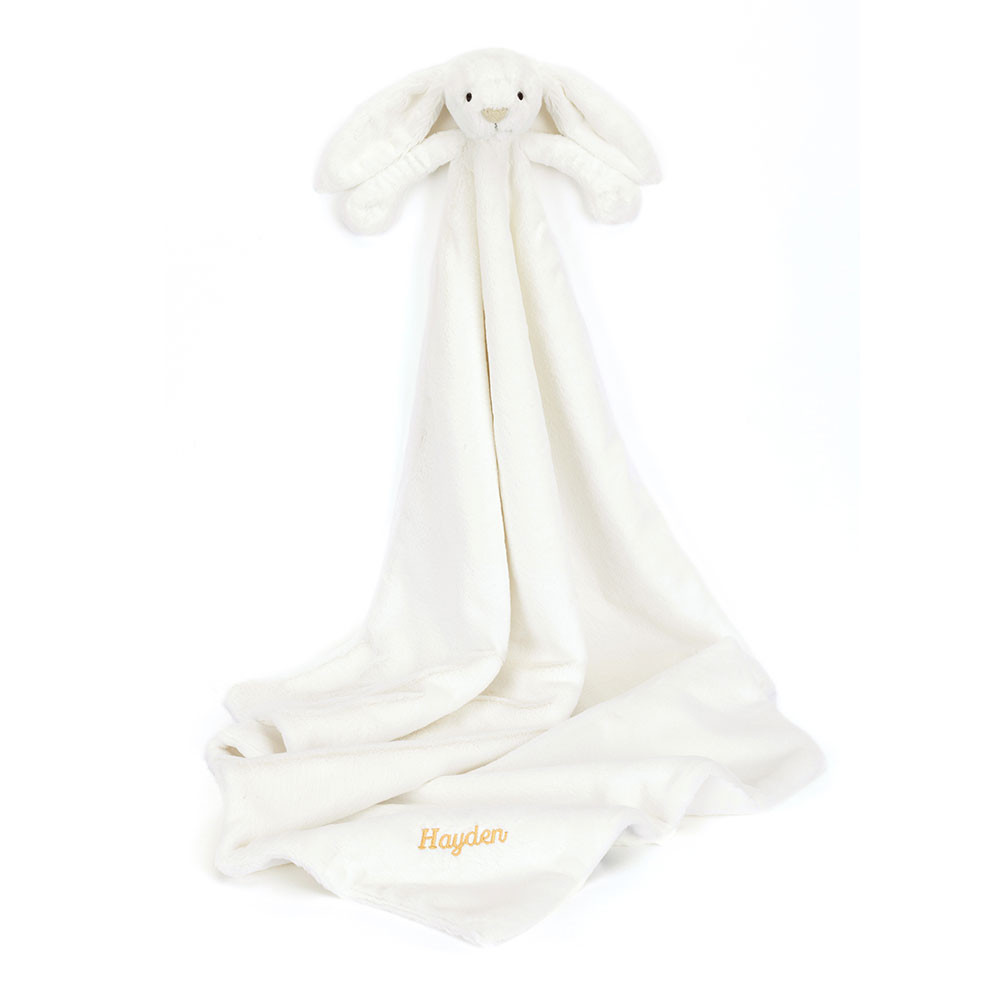 White Jellycat Personalised Bashful Luxe Bunny Blankie | US-VSAM29576