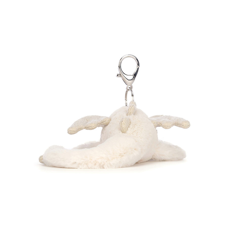 White Jellycat Snow Dragon Bag Charm | US-XREF21649