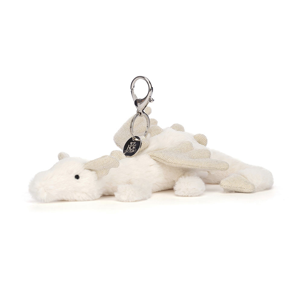 White Jellycat Snow Dragon Bag Charm | US-XREF21649