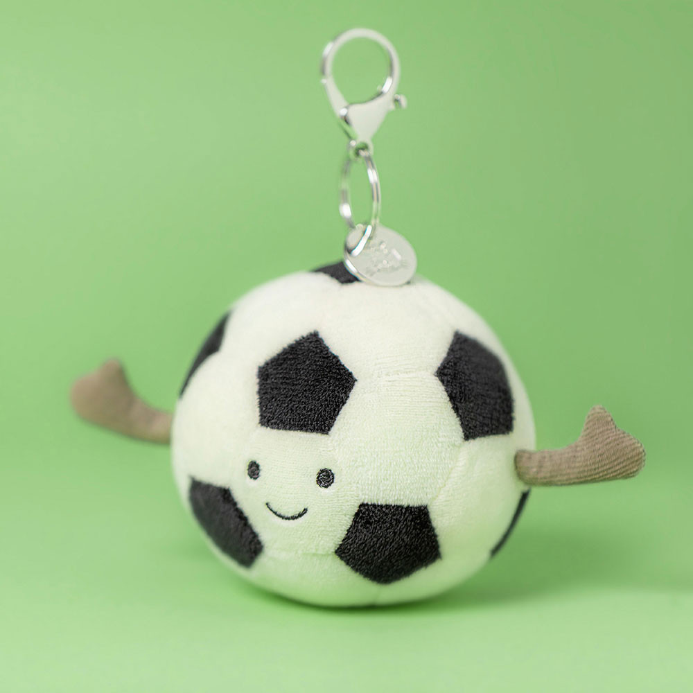 White / Black Jellycat Amuseables Sports Football Bag Charm | US-ZNJP91864