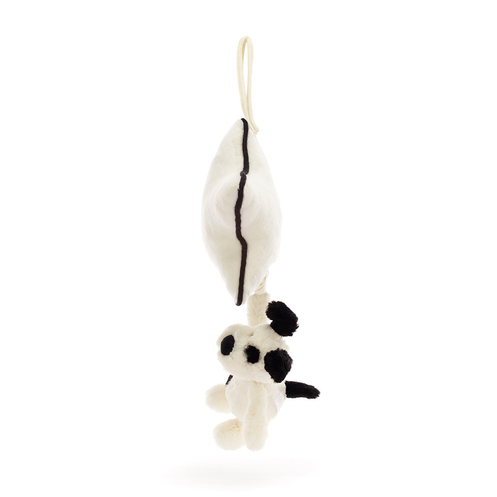 White / Black Jellycat Bashful Puppy Musical Pull | US-OJPG48763