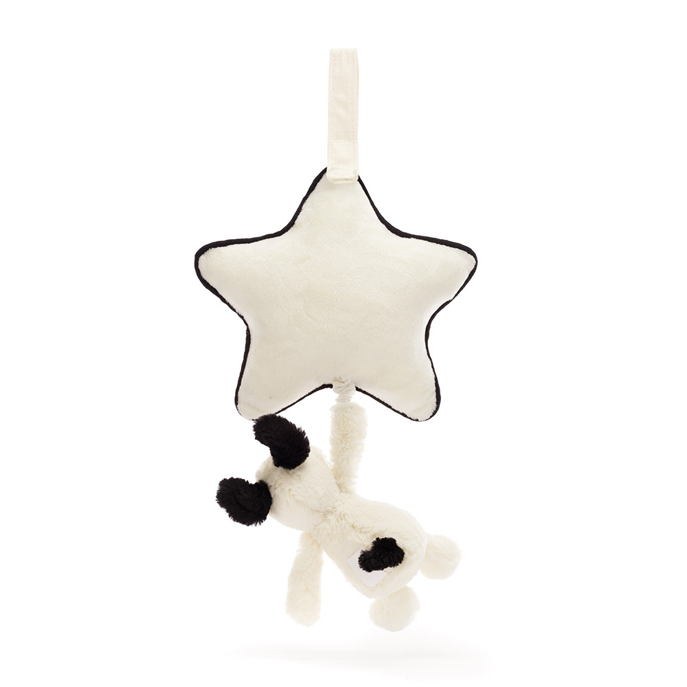 White / Black Jellycat Bashful Puppy Musical Pull | US-OJPG48763